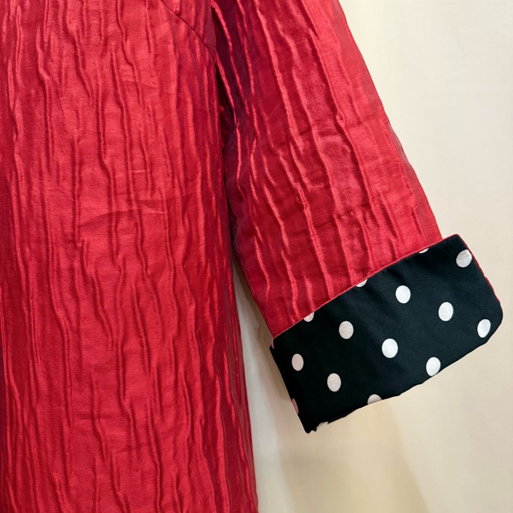 Saint Gil Paris Reversible Duster Coat Red Black Polka Dot Art Teacher Jacket - Picture 9 of 9